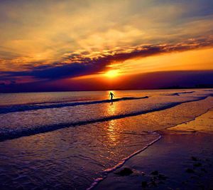 Scenic view of sunset over sea