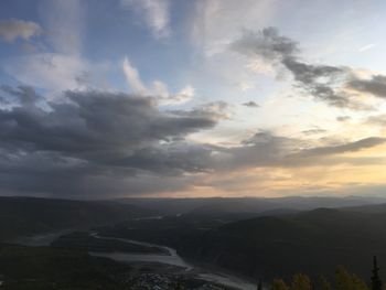 Scenic view of landscape against sky during sunset