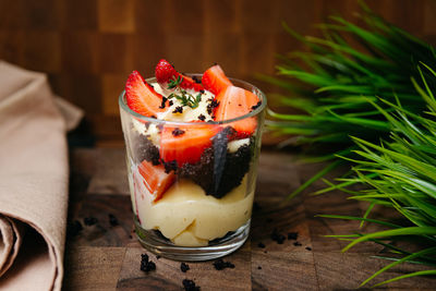 Close-up of dessert on table