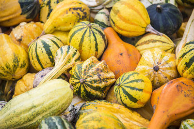 Full frame shot of pumpkins for sale at market stall