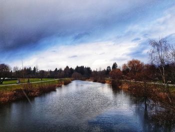 Scenic view of lake against sky