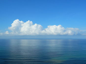 Scenic view of sea against blue sky