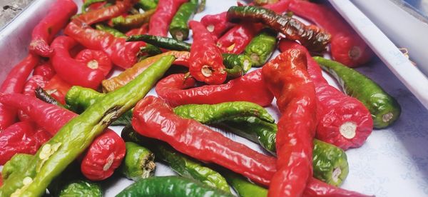 Close-up of red chili peppers