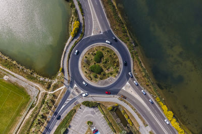 High angle view of car on road