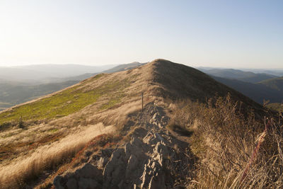 Scenic view of mountains against clear sky