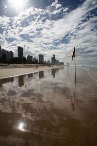 Reflection of buildings in water