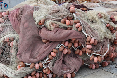 High angle view of fishing net outdoors