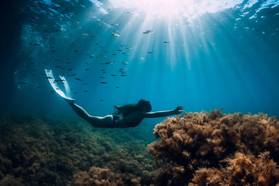 Side view of woman swimming in sea