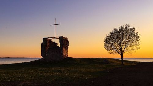 Scenic view of landscape at sunset