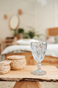 Close-up of ice cream in glass on table