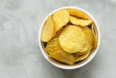 High angle view of food in bowl on table