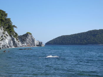 Scenic view of sea against clear sky