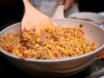Close-up of meat in bowl