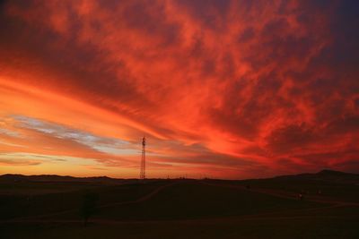 Scenic view of landscape against sky at sunset