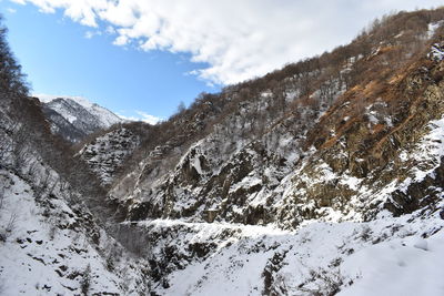 Winter in ushguli in the caucasus mountains in samegrelo-zemo svaneti region, georgia