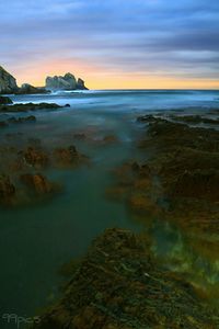 Scenic view of sea against sky during sunset