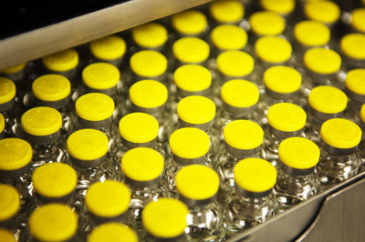 High angle view of candies in container