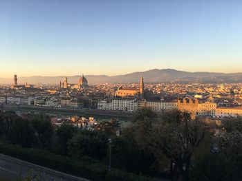 High angle view of buildings in city
