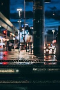 Close-up of illuminated city at night