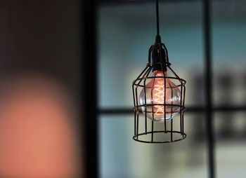 Close-up of illuminated light bulb