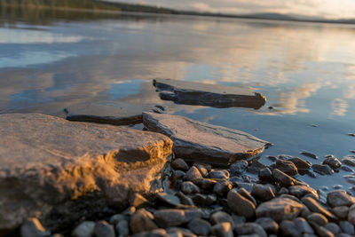 Close-up of stones on beach