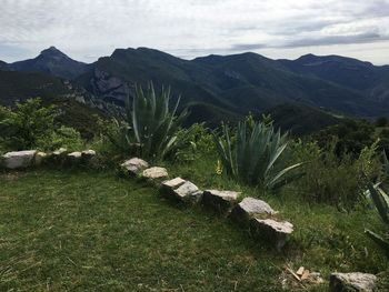 Scenic view of mountains against sky