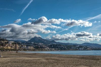 Scenic view of sea against cloudy sky