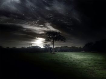 Scenic view of landscape against cloudy sky