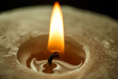 Close-up of burning candle