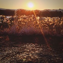 View of fountain at sunset