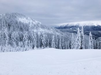 Scenic view of snowcapped landscape against sky