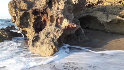 Rock formation on beach