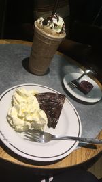 Close-up of ice cream in plate on table