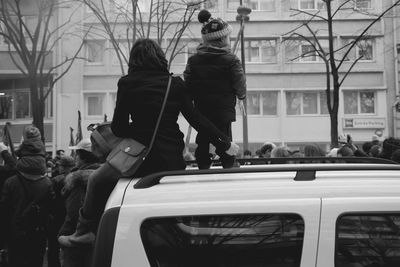 People standing on city street