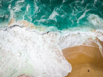 High angle view of beach on sunny day