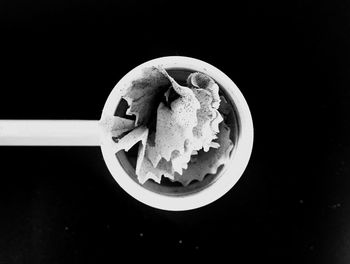 Directly above shot of ice cream against black background