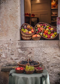 Fruits and vegetables on table