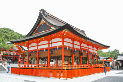 View of temple building against clear sky