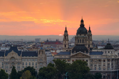 Morning view of st. stephen's basilica in budapest, hungary.