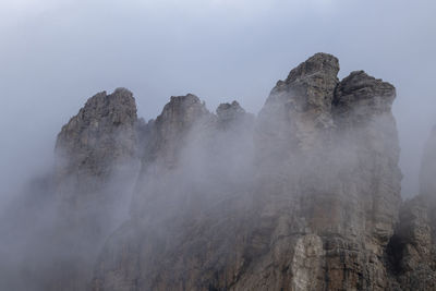 Low angle view of rock formation against sky