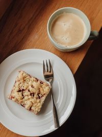 High angle view of breakfast served on table