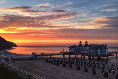 Scenic view of sea at sunset