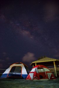 Tent against sky at night