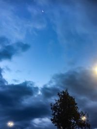 Low angle view of tree against cloudy sky