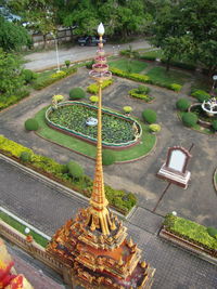 High angle view of fountain in park