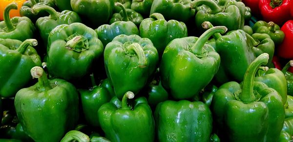 Full frame shot of bell peppers at market stall