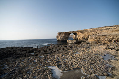 Scenic view of sea against clear sky