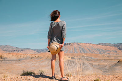Woman in a desert. travel and adventure.