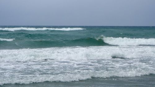 Scenic view of sea against clear sky