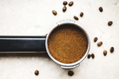 High angle view of coffee cup